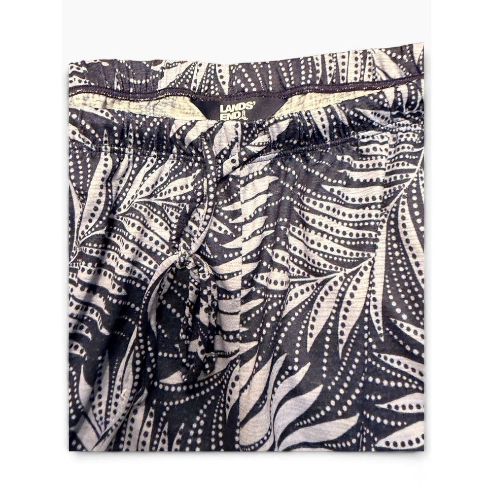 NWT Lands' End Beach Pants Womens L Navy White Tropical Wide Leg Side Slit 1099 - Picture 5 of 8
